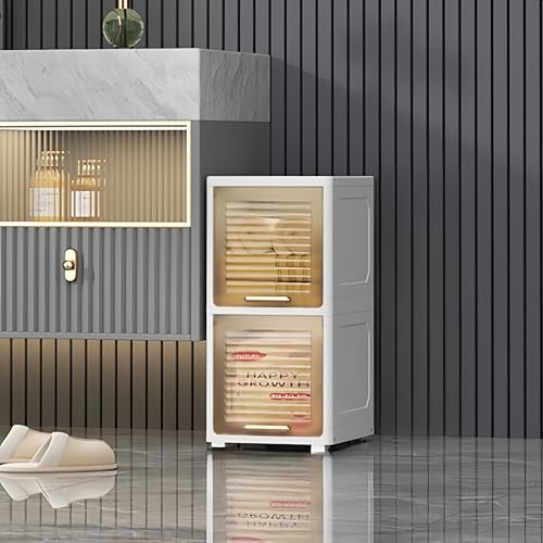 隙間収納 キッチン収納 食器棚 すきま収納 25/30cm 収納ケース スリム キッチンストッカー カラーボックス キャスター付き多層 バスルームキャビネット 省スペース 寝室 オフィス プレイルーム家具隙間収納キャビネット (幅30cm/2層, 透明なお