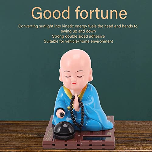 Image of AUGEN Small Buddhist Monk Solar Ornaments, Automatic Nodding Lucky Meaning Light Energy Sensing Eco Friendly Solar Buddhist Monk Statue Decoration for Home /Car Dashboard (Pack of 1, D, Blue)