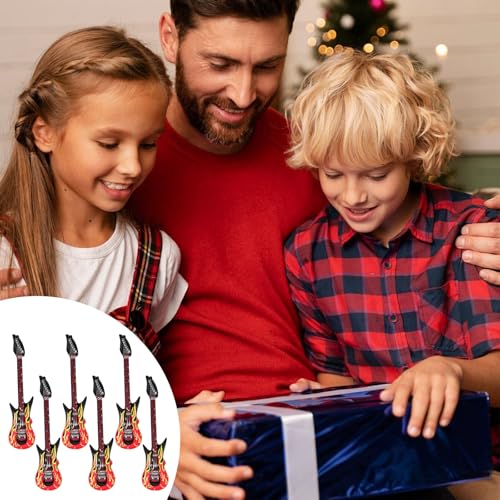 5 Stück Luftgitarren zum Aufblasen, Aufblasbare Gitarre, Mit Flammenmuster 90cm Luftgitarre Für Mottopartys Und Karneval, Perfekt Für Spaßige Feiern Und Teamaktivitäten