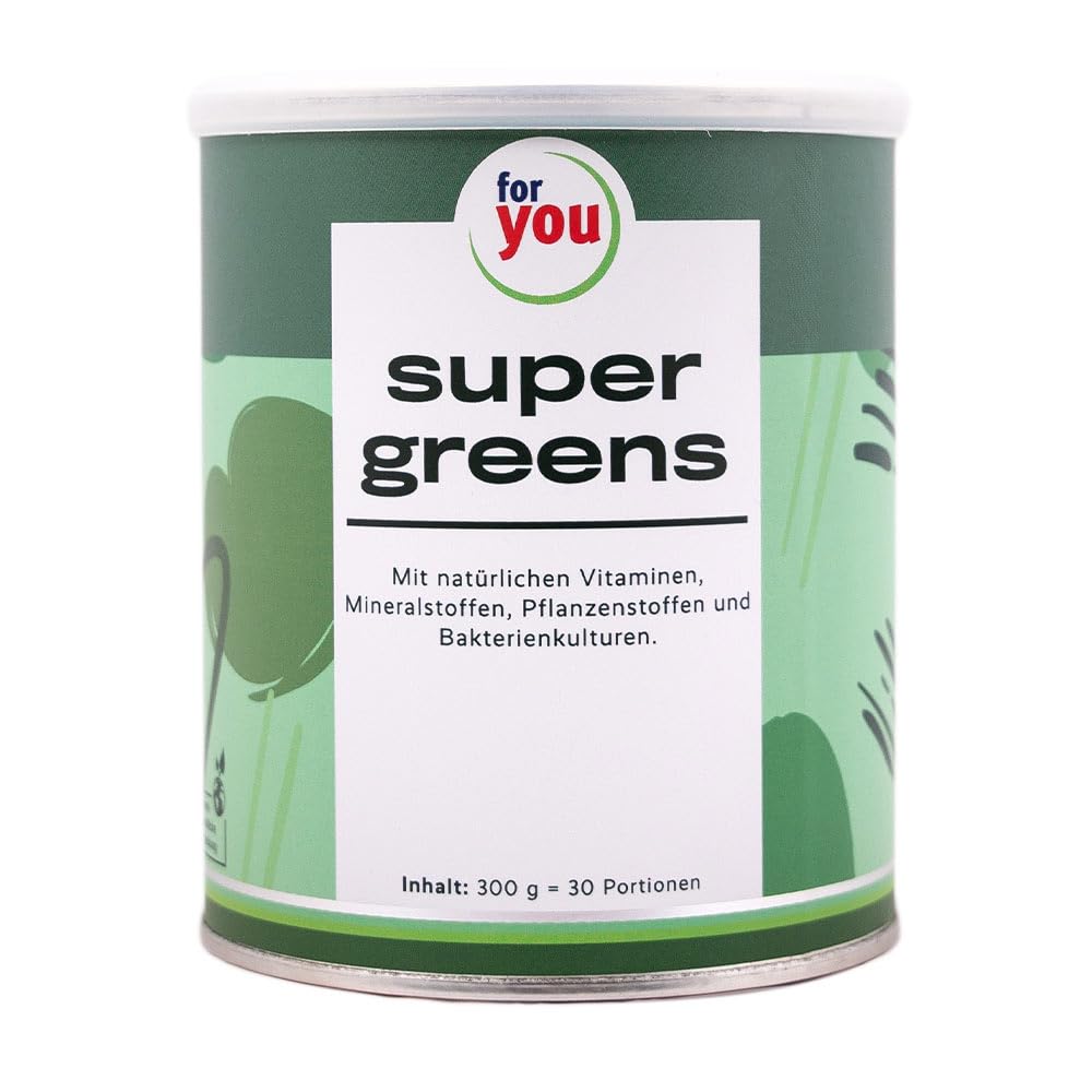 For You Super Greens - Über 20 Superfoods wie Weizengras, Gerstengras, Spirulina & Moringa - 10 Vitamine & 8 Mineralstof
