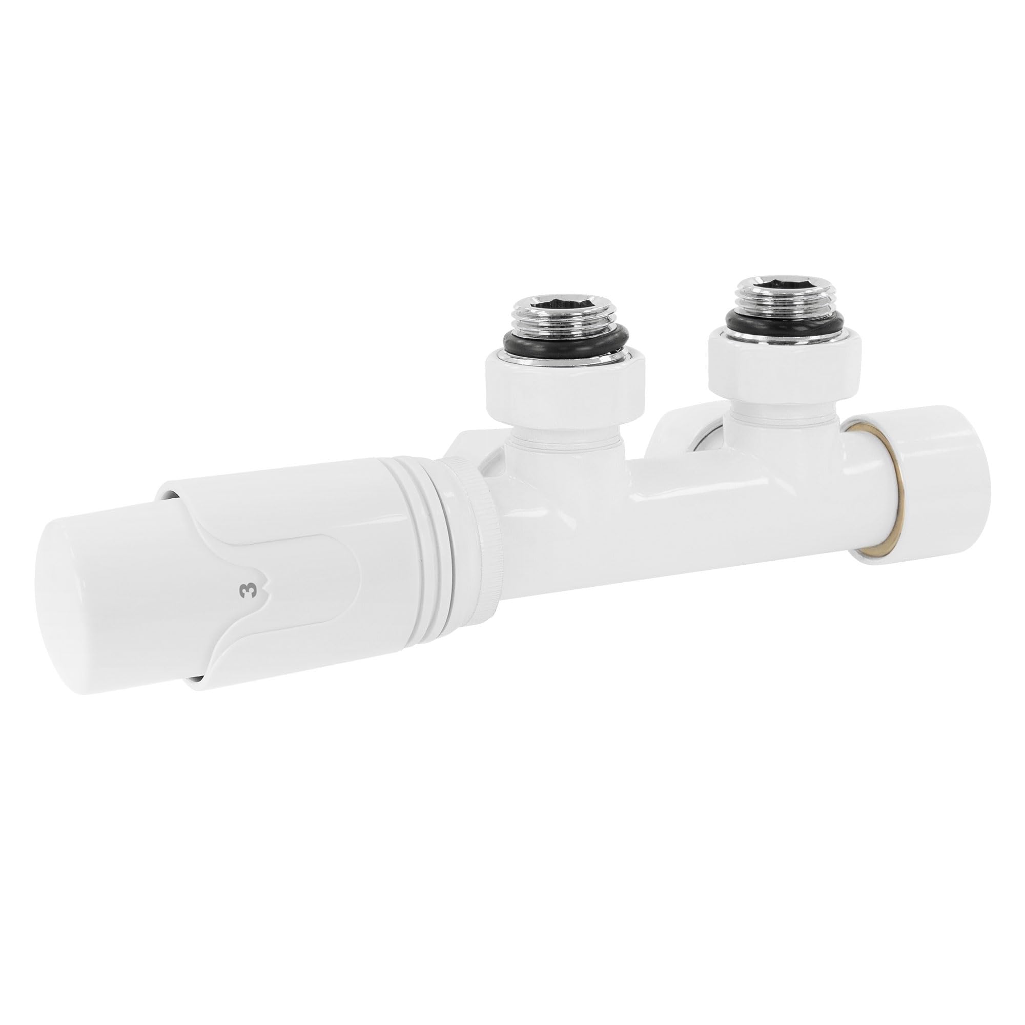 ECD Germany Valvola Termostatica Radiatore Set di Collegamento Termostato per Termosifoni e Scaldasalviette 50mm Bianco Collegamento Centrale a Muro Testa Termostatica Rubinetto Valvola per Radiatori