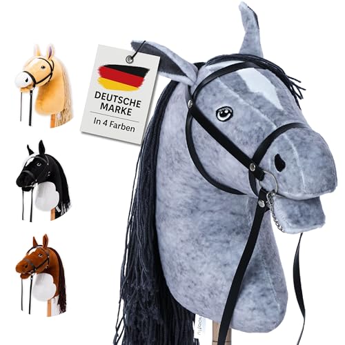 Hoofly Hobby Horse Steckenpferd Grau A3 - Stockpferd für Kinder mit Trense – Ansicht 1