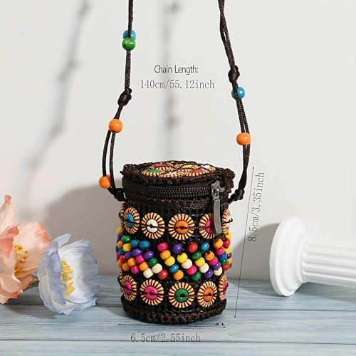 novelty boho beaded purses for women, cute western crossbody woven bag cell phone purse, unique small crochet purses, bohemian hippie gifts for women4
