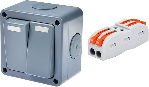NineLeaf 1PK IP66 Interruptor impermeable, SPDT Interruptor de tiro doble de un solo polo, interruptor de luz dual de 2 vías para jardín al aire