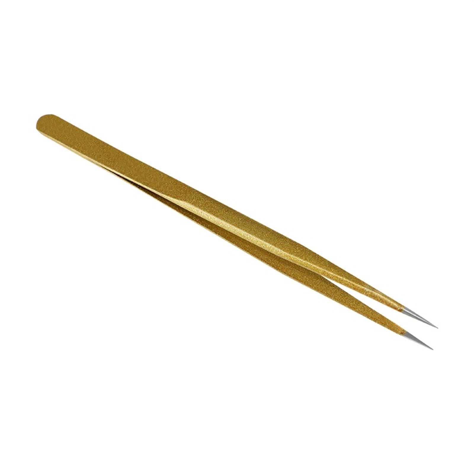 Pęseta do usuwania włosów prosta pęseta złota przedłużanie rzęs paznokcie dekoracja picker dead skin Remover manicure makijaż narzędzia do paznokci pęseta