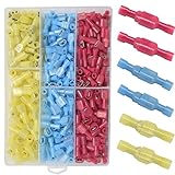 Yosawo 320 Stück Kabelschuhe Elektrische Steckverbinder Flachstecker Quetschverbinder Set für 0,5-6 mm² Elektrischen Draht(NLGM)