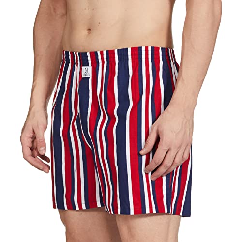 Image of Longies Men's Pure Cotton Boxers (Pack of 3) (LGBOXPO3388 Black,Mullti Stripe,Sky Blue3388 L)