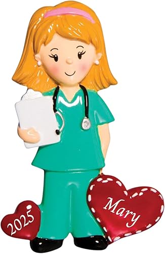 Adorno personalizado para árbol de Navidad 2024 para trabajadores de la salud, médico en matorrales, adorno personalizado para médicos, recuerdo