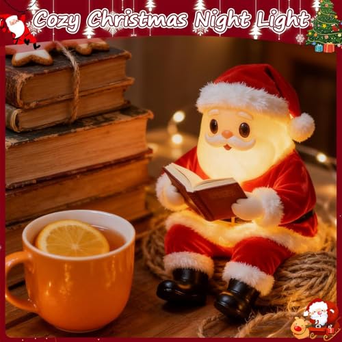 Lámpara de Mesa Navidad Figura Santa Leyendo Libro 20cm miniatura 5
