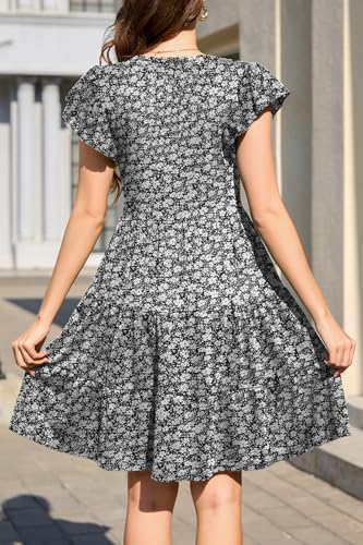 Image of nclook Womens Summer Casual Dresses V Neck Short Sleeve Mini Dress with Pockets