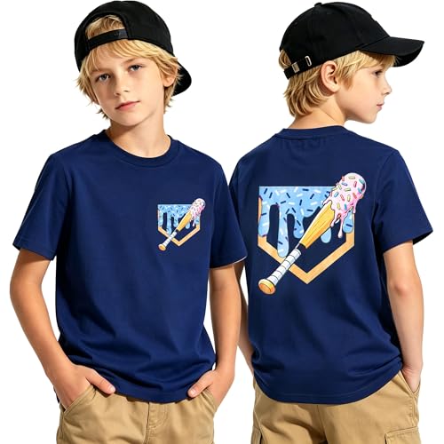 Funnycokid Boys Shirts Kids Baseball T-Shirts Tees Size 10-12