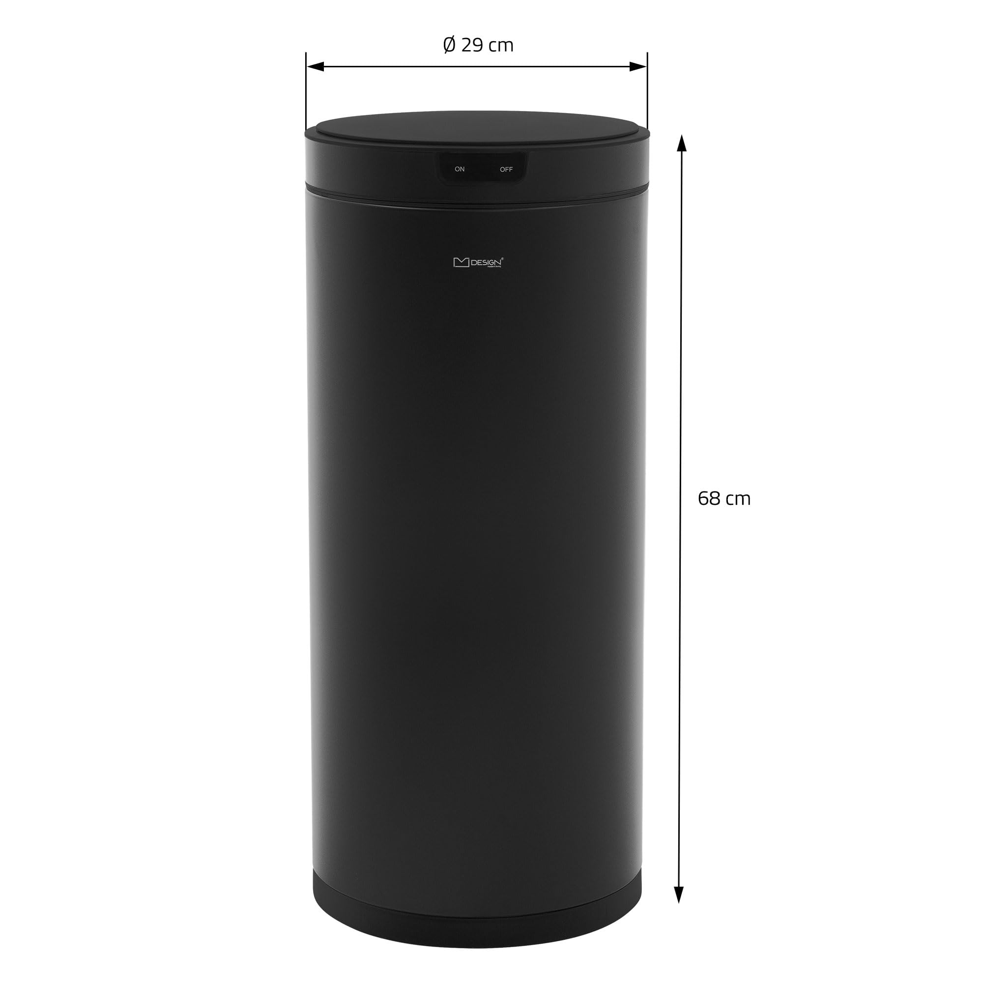 ML-Design Cubo de Basura con Sensor de Movimiento Inteligente Papelera Redonda con Apertura y Cierre Automática 40L Acero Inoxidable Negro Tapa con Pantalla LED y Anillo de Sujeción para Bolsas