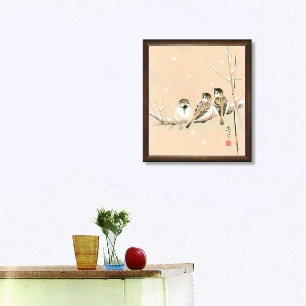 雀 すずめ 額装付き 原画 雀 すずめ 額装付き 原画 ⑯水墨画シリーズ スズメ（雀） : 四季