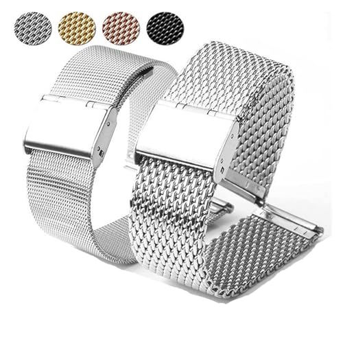 0.8 wire mesh strap stainless steel safety buckle quick release ears 20 22mm fashion2