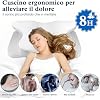 Cuscino Cervicale Ergonomico 60x60 Cm In Microfibra - Morbido E Sfoderabile Per Un Sonno Ristoratore - 2