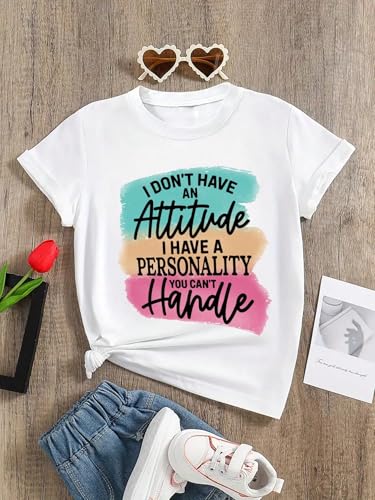 Image of SOLY HUX Girls T Shirt Letter Graphic Short Sleeve Crewneck Summer Tee Plain White 11Y