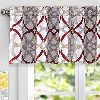 DriftAway Alexander Spiral Geo Trellis Pattern Window Curtain Valance Rod Pocket 52 Inch