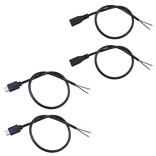 Miniatura 3 de 4 unidades mini 5P USB a cable desnudo de extremo abierto 3.3 pies 5V 2.1A 22AWG 2 núcleos y 4 núcleos de alimentación de coleta de reparación de
