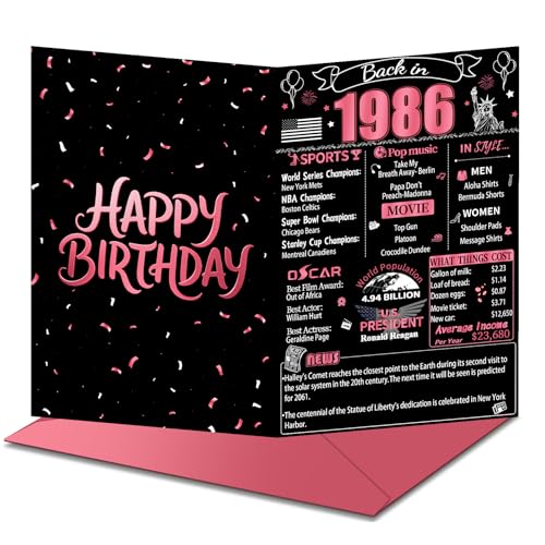 39th Birthday Card, Happy Birthday Decorations for Those Born in 1986, Best Birthday Gifts for Women, Her, Unique Creative Gift for Wife