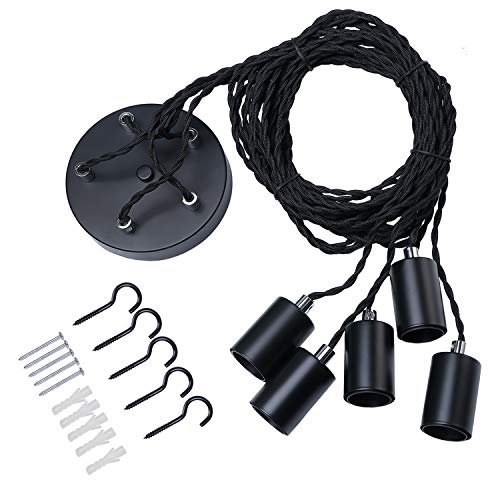 Schwarze Industrie-Pendelleuchte,5 Lichter Spinnen-Hängeleuchte mit...