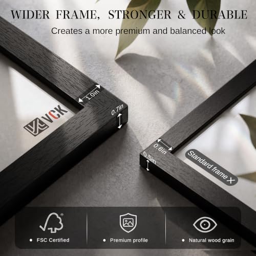 Image of VCK 12x12 Picture Frame with Real Glass, Black Wood, 8x8 Mat, 2 Pack