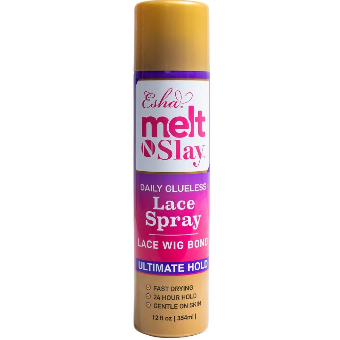Esha MELT N SLAY Glueless Lace Spray - Ultimate Hold, Sweat & Water Resistant, Long-Lasting Secure Grip for Lace Wigs, Invisible Matte Finish & Edge Protection (354ML)