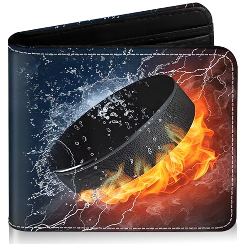 Image of Boys Wallet for Kids, Cool Kids Wallet for Boys Ages 8-10 9-12 11-15, Funny Ice Hockey Leather Bifold Rfid Blocking, Coin Pocket Id Window for Teen Men Youth Guys Birthday Christmas Gifts