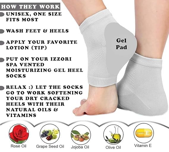 Image of Meliora Silicone Gel Heel Socks for Dry Hard Cracked Heel Repair Pad, Swelling & Pain Relief, Cushion Support, Foot Care, Ankle Protection, Plantar Fasciitis for Men and Women (Multicolor)