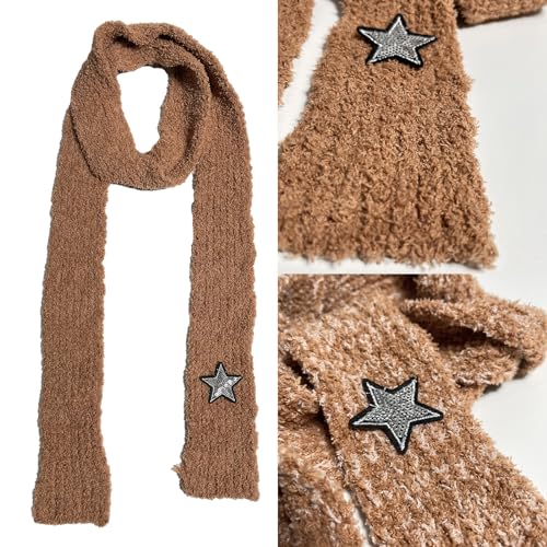 Lady Harajuku Cool Scarf With Star Decals Y2k Girl Decorative Knitted Scarf Fashion Casual Street Neckerchief Knit2