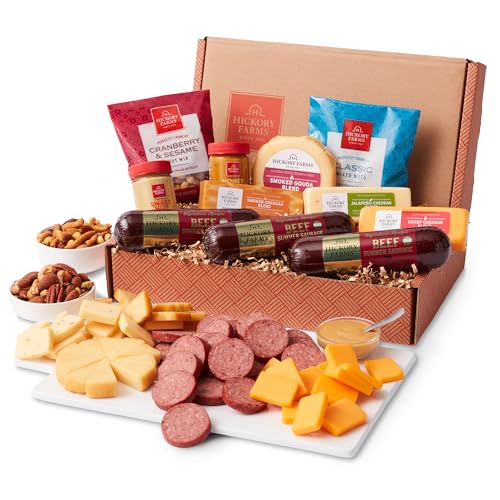 Hickory Farms Beef Summer Sausage & Cheese Large Gift Box - Gourmet Food Gift Basket | Charcuterie Board Food - Meat And Cheese thumb #1