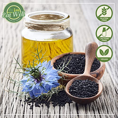 Eat Well Usda Organic Black Seed Oil 8.4 Fl Oz Bottle, Cold Pressed Black Seed Oil Liquid, 100% Natural Raw Nigella Sativa Black Cumin Oil, 100% Natural Gourmet Food & Spice Ingredients For Cooking #TOP3