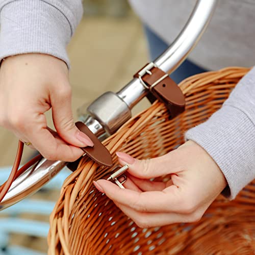 Creative Home Weide Fahrradkorb Universal | 36 x 29 x 23 cm (+/-2 cm) Leicht | Natürlich Braun Weide Fahrrad Korb | Weidenkorb mit Lederbänden | Montierbarer Fahrradkorb für Lenker | Fahrradzubehör