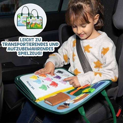 BONNYCO Montessori Busy Board aus Filz, Pädagogisches Montessori Spielzeug. Activity Board Baby Motorikspielzeug, Kinder Geschenke für Jungs Mädchen. Kinder Spielzeug, Geburtstag Weihnachten