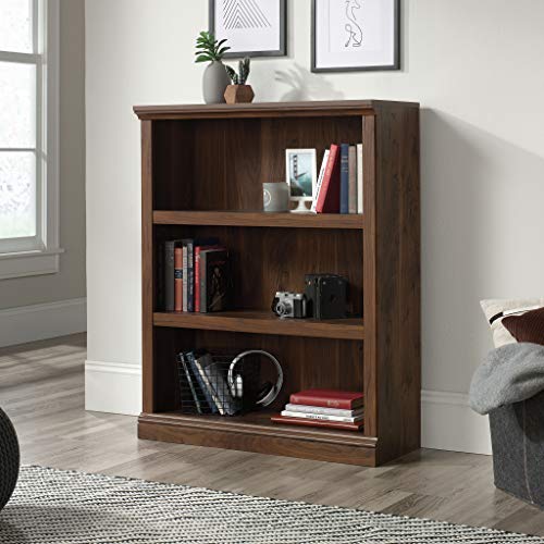 Image of Sauder 3 Tier Book Shelf Wooden Bookcase Multipurpose Bookshelf for Home Office, Living Room, in Grand Walnut