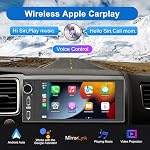 Single Din Touchscreen Radio Wireless Apple Car Play Wireless Android Auto, Car Stereo Single Din with Mirror Link Bluetooth FM GPS Navigation SWC EQ (6 Inch) - Image 3