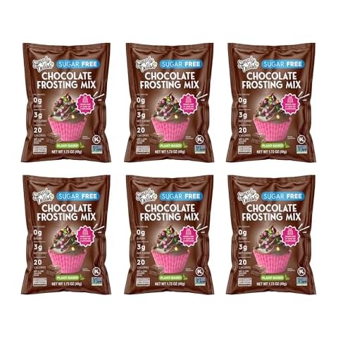 Simply Delish All-Natural Vegan Sugar-Free Chocolate Frosting - A Non-GMO, Plant-Based, and Gluten-Free Frosting for Cakes and Cupcakes (6 pack, 3g Net Carbs) Cover