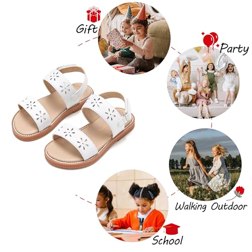 Image of PHIRAMIN Toddler Girl Sandals - Flower Girl Dress Shoes Open Toe Little Kid Flats