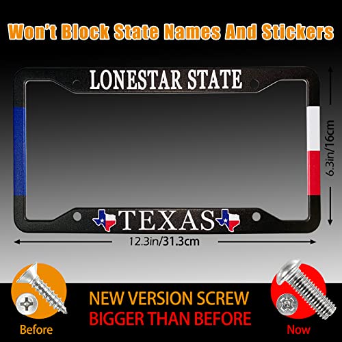 Texas Flag License Plate Frame American Lonestar State Metal License Plate Cover Front Plates Frames Car Tag Frame For Women Men Us Vehicles Standard(Set Of 2, 12.3" X 6.3") #TOP1