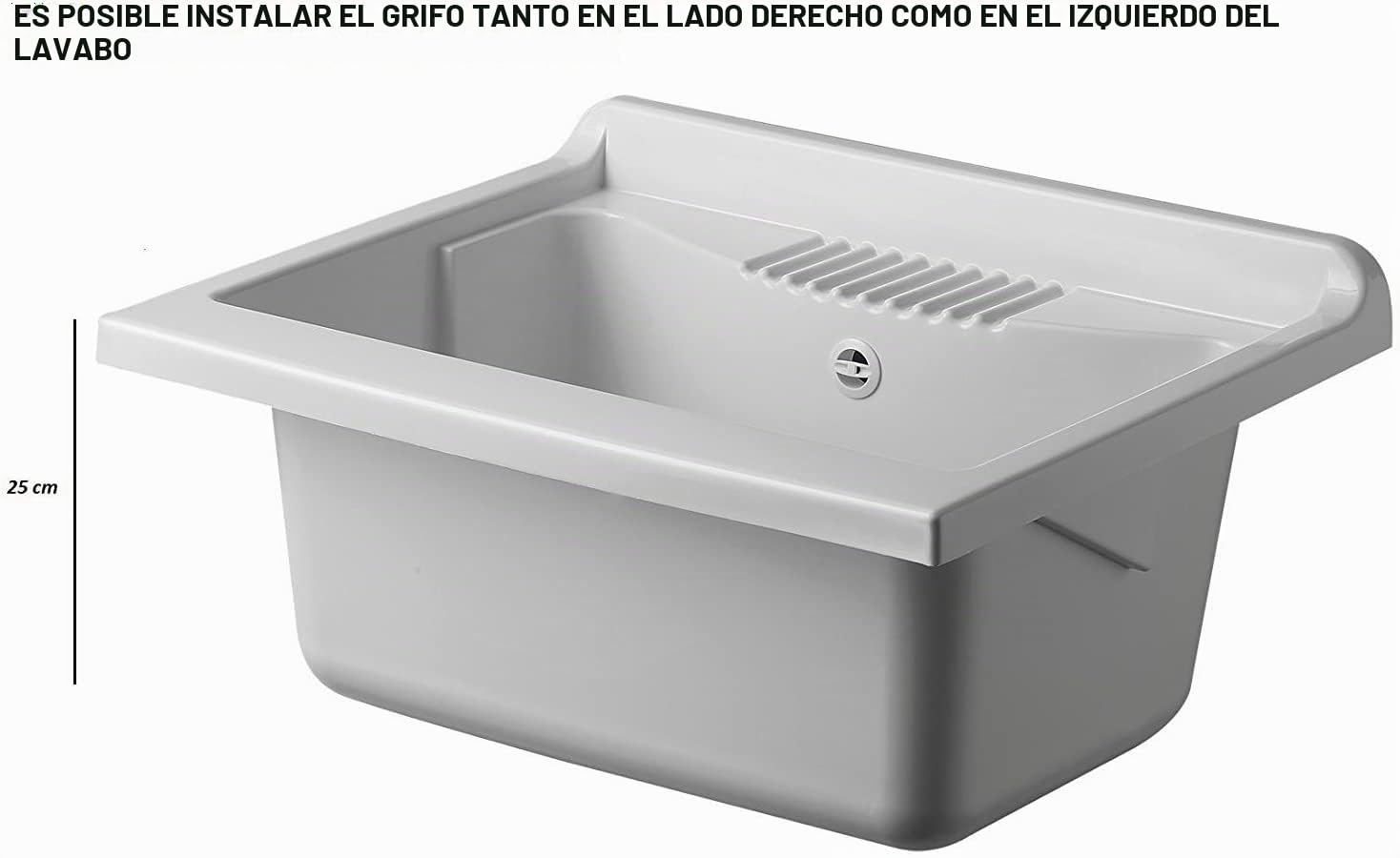 Negrari 9002KAM Lavadero con Mueble de Exterior/Interior, Resina PVC 2 Puertas 60 x 50 x 85 cm, Cloruro de polivinilo Plástico, Color Blanco, M, 12000 Unidades