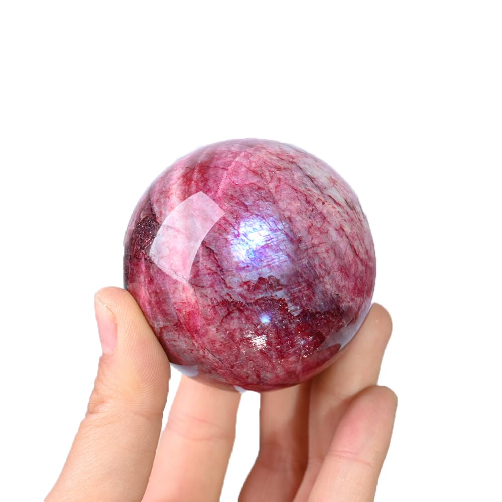 Hhhxkkuo Natural Red Moonstone Labradorite Crystal Sphere Office Desk Decor