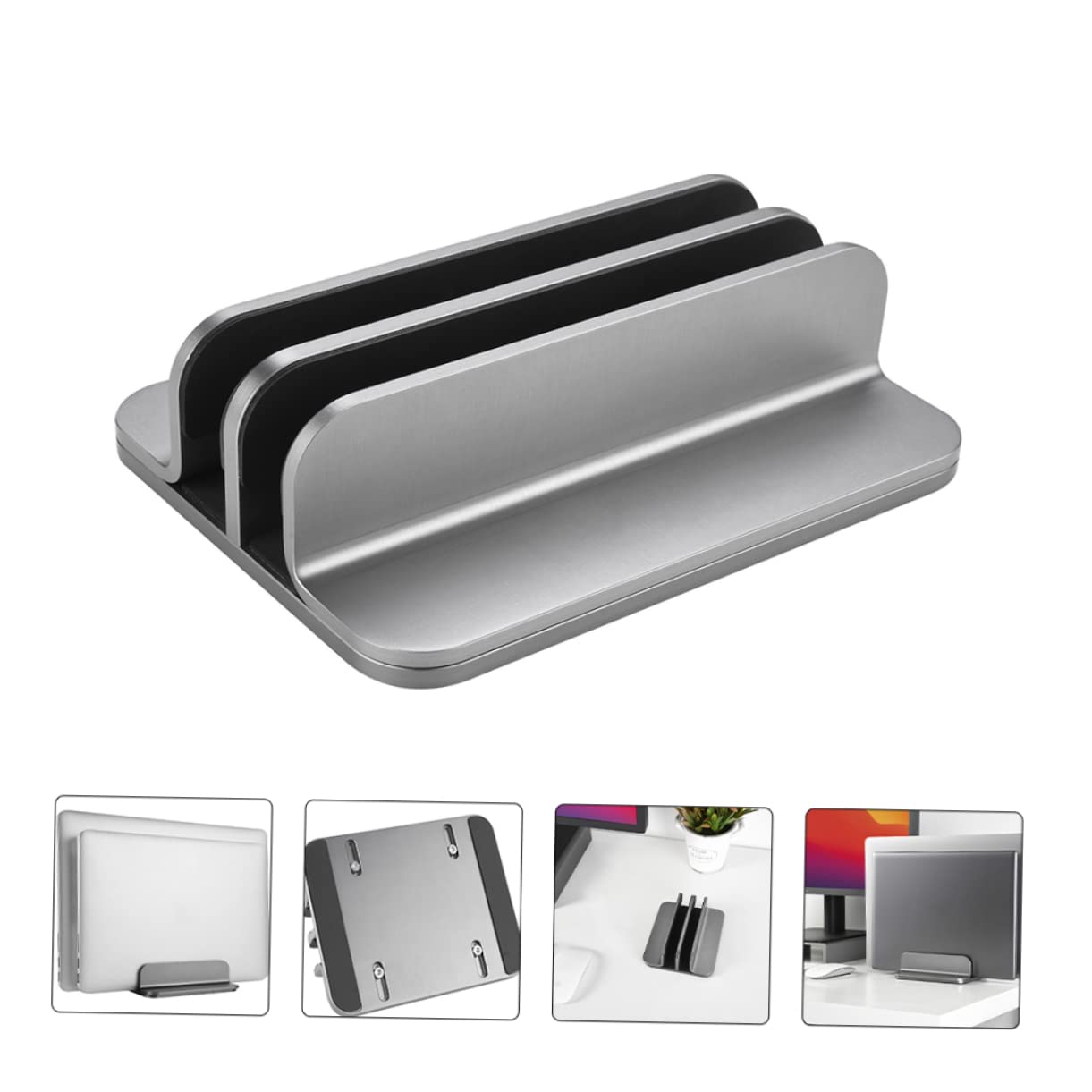 SHINEOFI Soporte Vertical Doble para Portátil De Aleación De Aluminio para Escritorio Base para Portátil y Soporte De Escritorio para Tableta para Trabajo y Estudio