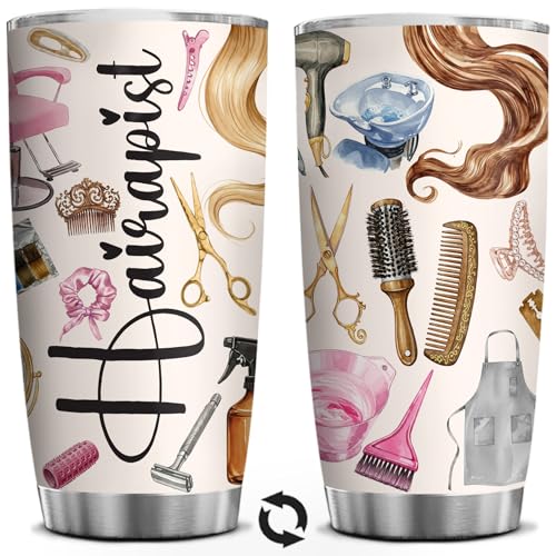 4LIEUBASMI Hair Stylist Gifts - Hairapist 20oz Stainless Steel Tumbler