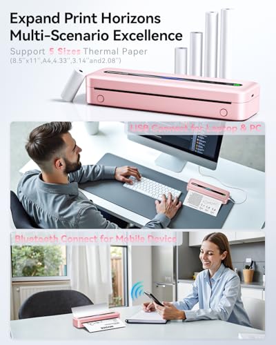 Phomemo Portable Printer, M832 Portable Printers Wireless for Travel, Wireless Thermal Inkless Printer for Office, Home, Compatible with Phone & Laptop