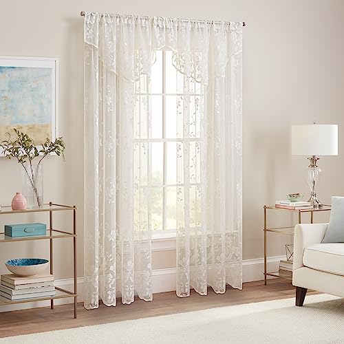 Waverly 22716803023 Sherry Lace Lightweight Elegant Floral Sheer Rod Pocket Cafe Window Curtain For Living Room  thumb #3