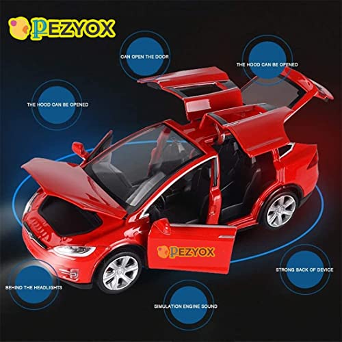 Image of Alloy Car Model Diecasts Metal Toy with Sound /Light /Pull-Back Off-Road Vehicles Car Model Collection Kids Toys Gift Multicolor Pack of 1 (Tesla RED)