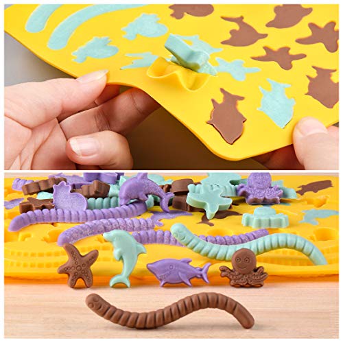 Gummy Bear Mold Candy Molds - Chocolate Molds Including Bears, Frogs, Lions, Monkeys, Penguins, Worms, Starfishs, Dolphins, Octopus, Sharks Sea Mold Set of 4 Silicone Molds - Thumbnail 3