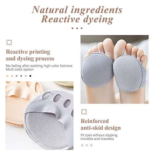 Image of Ball of Foot Cushions Honeycomb Fabric Metatarsal Pads Invisible Socks Pads for Women and Men Reusable Forefoot Pads, 5 Colors (5 Pairs-(Black-Beige-White-Purple-Gray))