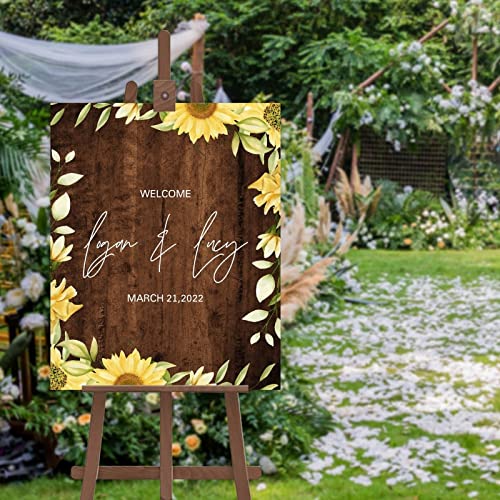 Pancarte de bienvenue tournesols rustique personnalisée 50x75 cm - 2