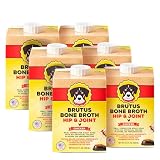 Brutus Chicken Broth for Dogs - All Natural Chicken Bone Broth for Dogs with Chondroitin Glucosamine Turmeric - Human Grade Dog Food Toppers for Picky Eaters - Tasty & Nutritious - 16.9 oz (Pack of 6)
