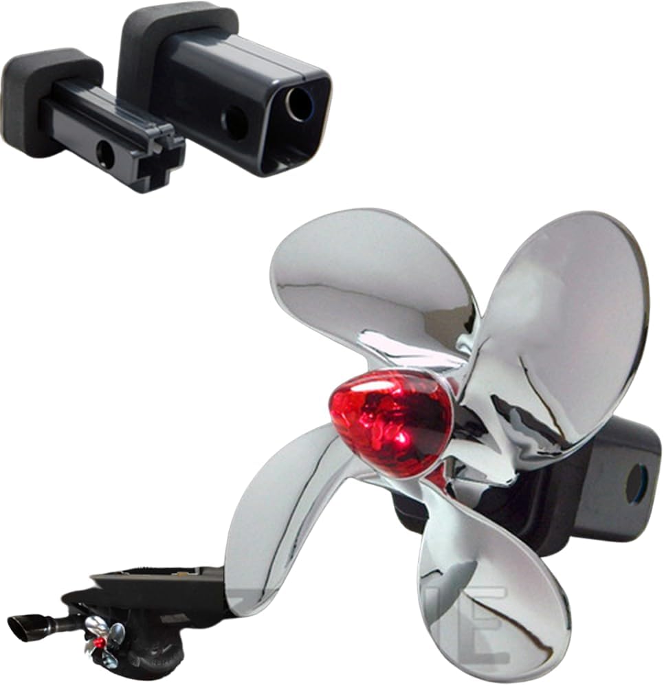 Cobra-Tek Propeller Hitch Cover with LED Light – Chrome ABS, Spinning Novelty Trailer Hitch Cover for 1.25” & 2” Receivers, Corrosion-Resistant with Rubber Gasket to Prevent Rattles
